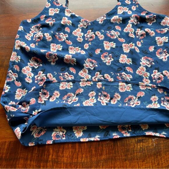 Banana Republic Floral Cami Tank Top Blue Pink Flowers Size Large - Picture 3 of 8